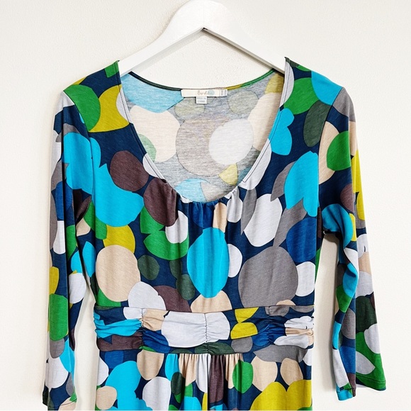 BOGO! Boden Ruched Jersey Dress Abstract Dot Print 10 - Picture 3 of 9